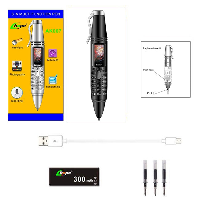 Multifunctional Remote Noise Reduction Back-clip Recording Pen with 0.96 inch Color Screen, Dual SIM Dual Standby, Support Bluetooth, GSM, LED Light, Handwriting – Card Slot, Bluetooth