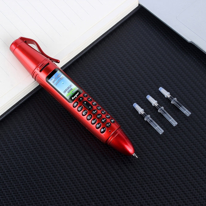 Multifunctional Remote Noise Reduction Back-clip Recording Pen with 0.96 inch Color Screen, Dual SIM Dual Standby, Support Bluetooth, GSM, LED Light, Handwriting – Card Slot, Bluetooth Red