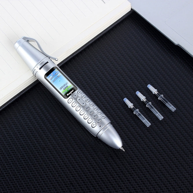 Multifunctional Remote Noise Reduction Back-clip Recording Pen with 0.96 inch Color Screen, Dual SIM Dual Standby, Support Bluetooth, GSM, LED Light, Handwriting – Card Slot, Bluetooth Silver