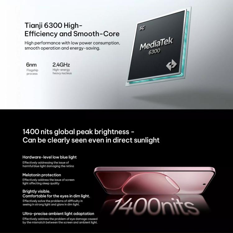 OPPO A6 5G, 8GB+256GB, Screen Fingerprint, 6.57 inch ColorOS 15 Dimensity 7300 Octa Core, NFC, OTG, Network: 5G, 8GB+256GB – Fast Charging