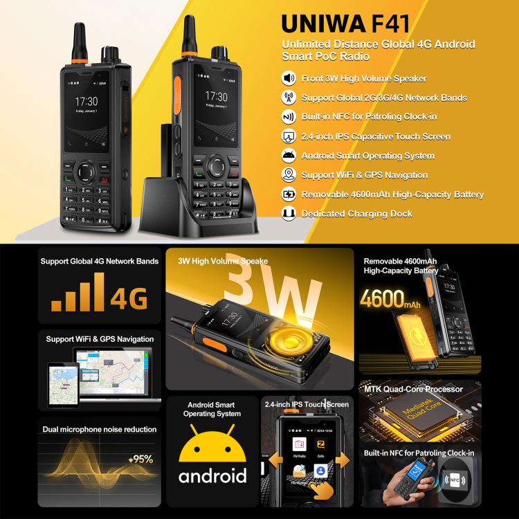 UNIWA F41 Rugged Phone, 1GB+8GB, 2.4 inch MediaTek MT6739, 4600mAh Battery, 21 Keys, Network: 4G, F41