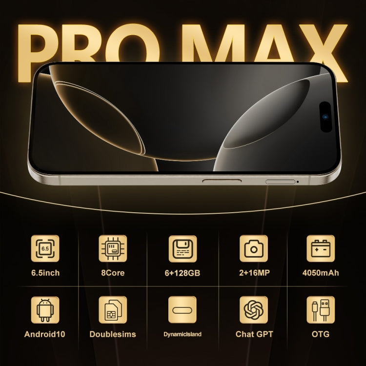 i16 Pro Max / Q5A, 6GB+128GB, 6.5 inch Screen, Face Identification, Android 10 MTK6762 Octa Core, OTG, NFC, Network: 4G, Dual SIM, EU Plug, i16 Pro Max / Q5A, EU Plug