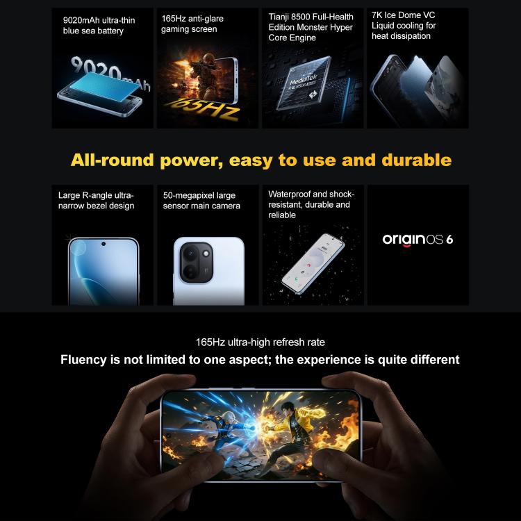 vivo iQOO Z11, 12GB+512GB, Screen Fingerprint, 6.83 inch Android 16 OriginOS 6 Dimensity 8500 Octa Core, OTG, NFC, Network: 5G, Support Google Play, 12GB+512GB