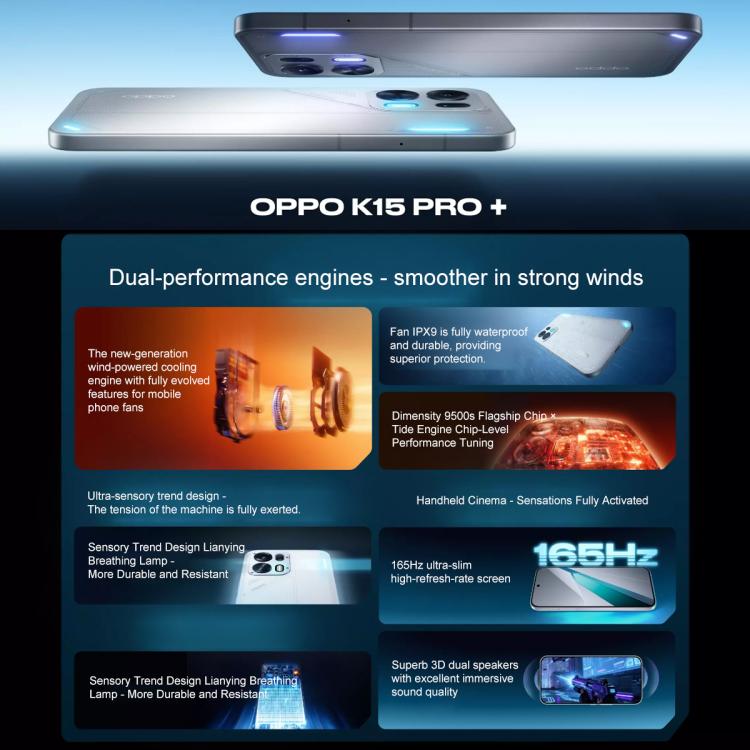OPPO K15 Pro+, 12GB+512GB, Screen Fingerprint, 6.78 inch ColorOS 16.0 Android 16 MediaTek Dimensity 9500s Octa Core, NFC, Network: 5G, 12GB+512GB