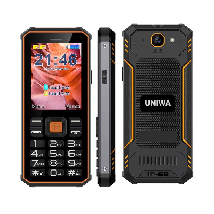 UNIWA S2 IP68 Rugged Keypad Phone, 2.4 inch Mediatek MT6261, 2500mAh Battery, 21 Keys, Network: 2G Default Title