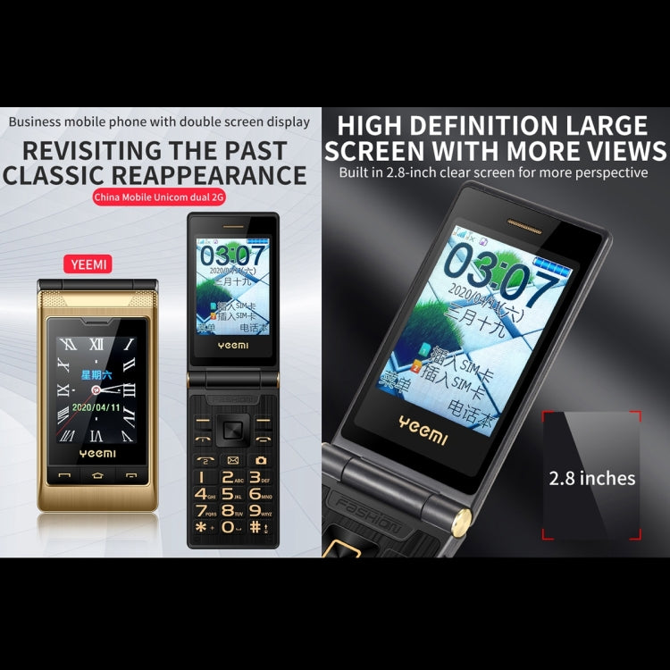2.8 inch + 2.4 inch, 5900mAh Battery, Support FM, SOS, GSM, Family Number, Big Keys, Dual SIM – Flip