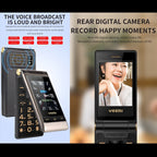 2.8 inch + 2.4 inch, 5900mAh Battery, Support FM, SOS, GSM, Family Number, Big Keys, Dual SIM – Flip