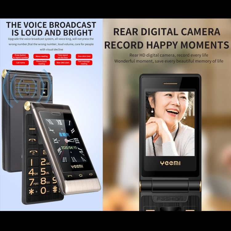 2.8 inch + 2.4 inch, 5900mAh Battery, Support FM, SOS, GSM, Family Number, Big Keys, Dual SIM – Flip