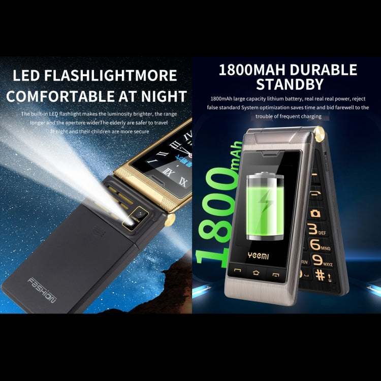 2.8 inch + 2.4 inch, 5900mAh Battery, Support FM, SOS, GSM, Family Number, Big Keys, Dual SIM – Flip