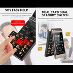 2.8 inch + 2.4 inch, 5900mAh Battery, Support FM, SOS, GSM, Family Number, Big Keys, Dual SIM – Flip