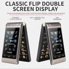 2.8 inch + 2.4 inch, 5900mAh Battery, Support FM, SOS, GSM, Family Number, Big Keys, Dual SIM – Flip