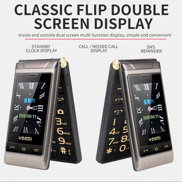 2.8 inch + 2.4 inch, 5900mAh Battery, Support FM, SOS, GSM, Family Number, Big Keys, Dual SIM – Flip