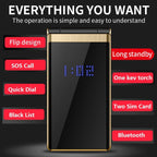 2.4 inch, 5800mAh Battery, Support FM, SOS, External Time Display, GSM, Family Number, Big Keys, Dual SIM – Flip