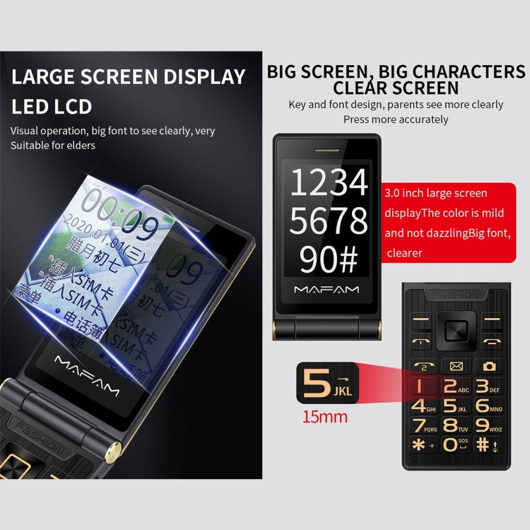 2.4 inch, 5800mAh Battery, Support FM, SOS, External Time Display, GSM, Family Number, Big Keys, Dual SIM – Flip