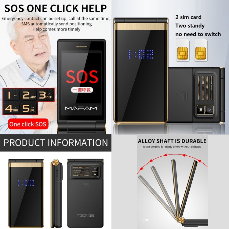 2.4 inch, 5800mAh Battery, Support FM, SOS, External Time Display, GSM, Family Number, Big Keys, Dual SIM – Flip