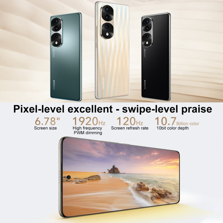 Triple Back Cameras, Screen Fingerprint Identification, 6.78 inch Magic UI 6.1 Dimensity 9000 Octa Core up to 3.05GHz, Network: 5G, OTG, NFC, Not Support Google Play, Honor 70 Pro+ 5G 8GB+256GB – Durable Build, Easy to Use