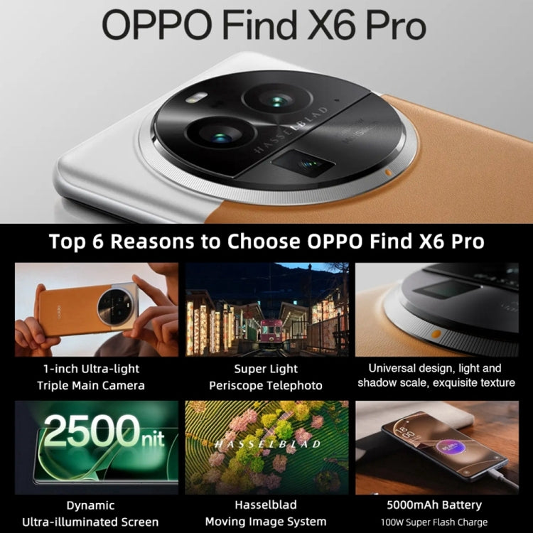 Triple Rear Cameras, 6.82 inch ColorOS 13.1 Qualcomm Snapdragon 8 Gen 2 Octa Core up to 3.187GHz, Network: 5G, Support Google Play, 16GB+512GB, Find X6 Pro 16GB+512GB