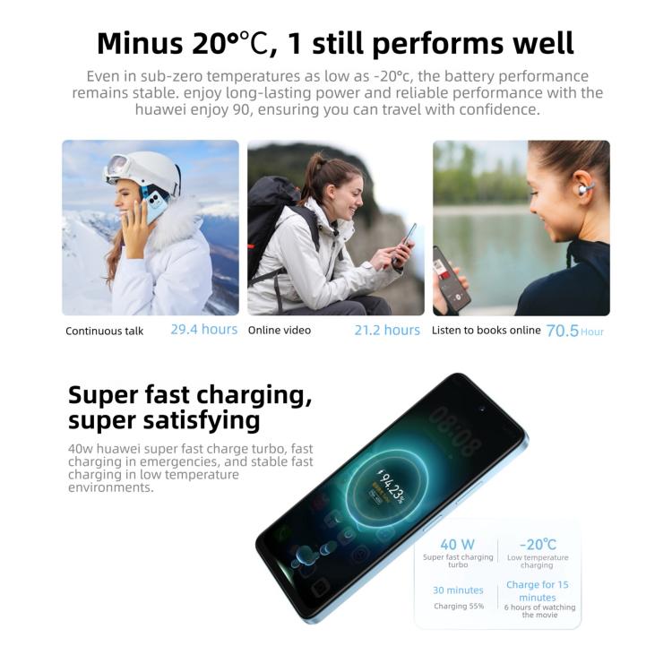 HUAWEI Enjoy 90, 8GB+128GB, Side Fingerprint, 6.67 inch HarmonyOS 6.0 Kirin 8000A, OTG, Not Support Google Play, 8GB+128GB