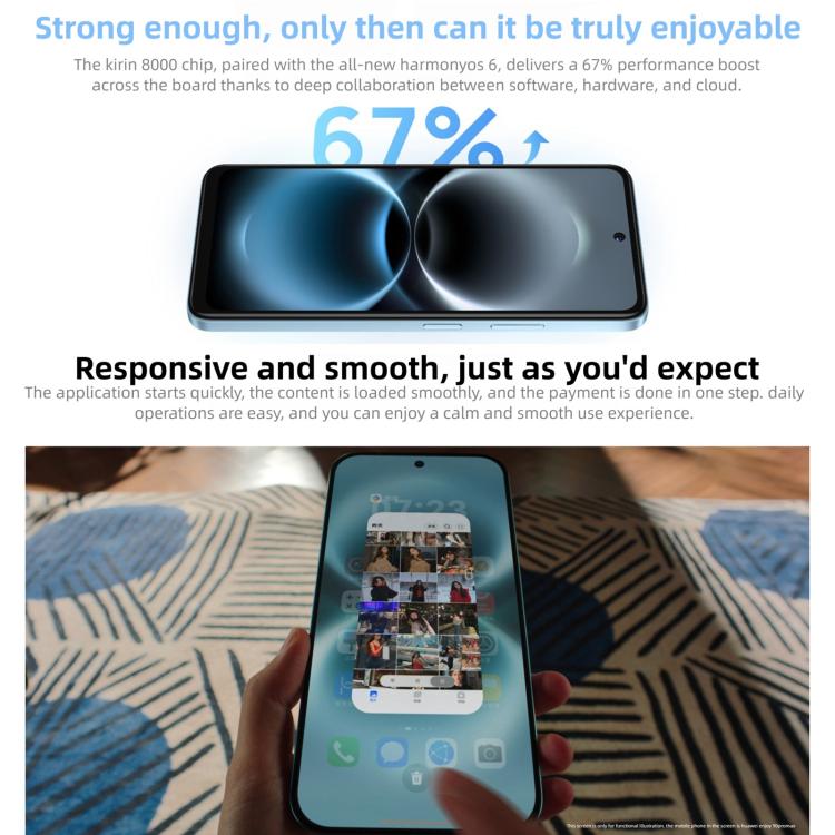 HUAWEI Enjoy 90 Plus, 8GB‌+256GB, Side Fingerprint, 6.67 inch HarmonyOS 6.0 Kirin 8000, OTG, Not Support Google Play, 8GB+256GB