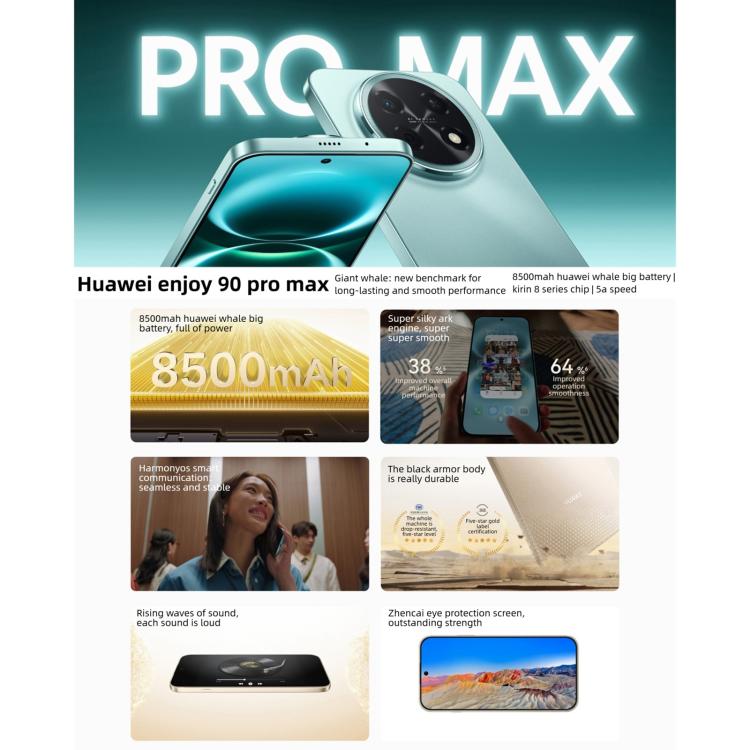 HUAWEI Enjoy 90 Pro Max, 8GB‌+128GB, Side Fingerprint, 6.84 inch HarmonyOS 6.0 Kirin 8000, OTG, Not Support Google Play, 8GB+128GB