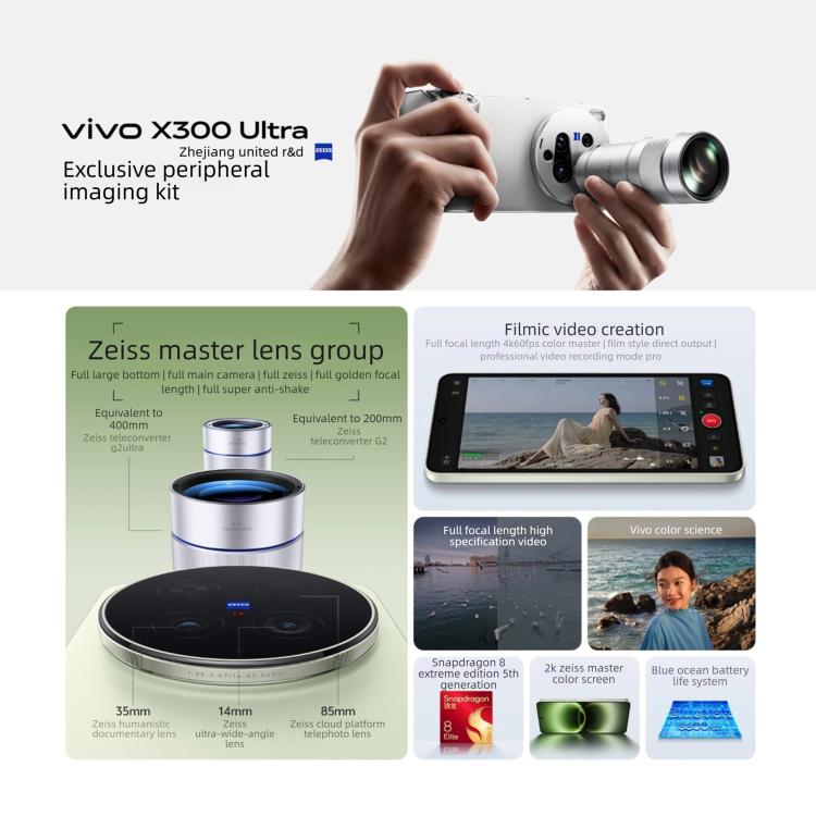 vivo X300 Ultra, 16GB+512GB, 6.82 inch OriginOS 6 Android 16 Snapdragon 8 Elite Gen 5 Octa Core, OTG, NFC, Network: 5G, 16GB+512GB