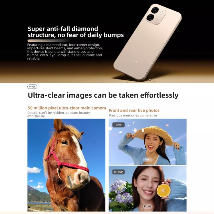 OPPO A6k 5G, 8GB+512GB, Side Fingerprint, 6.75 inch ColorOS 15 MediaTek Dimensity 6300 Octa Core, OTG, Network: 5G, 8GB+512GB