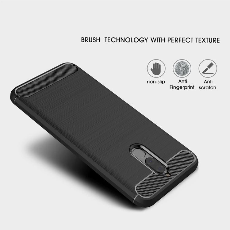 For Huawei Mate 10 Lite Brushed Carbon Fiber Texture TPU Shockproof Anti-slip Soft Protective Back Cover Case – Shockproof, TPU, For Mate 10 Lite