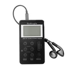 Portable AM / FM Two Bands Rechargeable Stereo Radio Mini Receiver with & LCD Screen & Earphone Jack & Lanyard Black