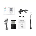 Portable AM / FM Two Bands Rechargeable Stereo Radio Mini Receiver with & LCD Screen & Earphone Jack & Lanyard