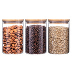 Glass Food Storage Jars with Bamboo Lids - 900ml - 3 PACK
