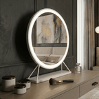 Round Vanity Face LED Mirror White 60x67cm