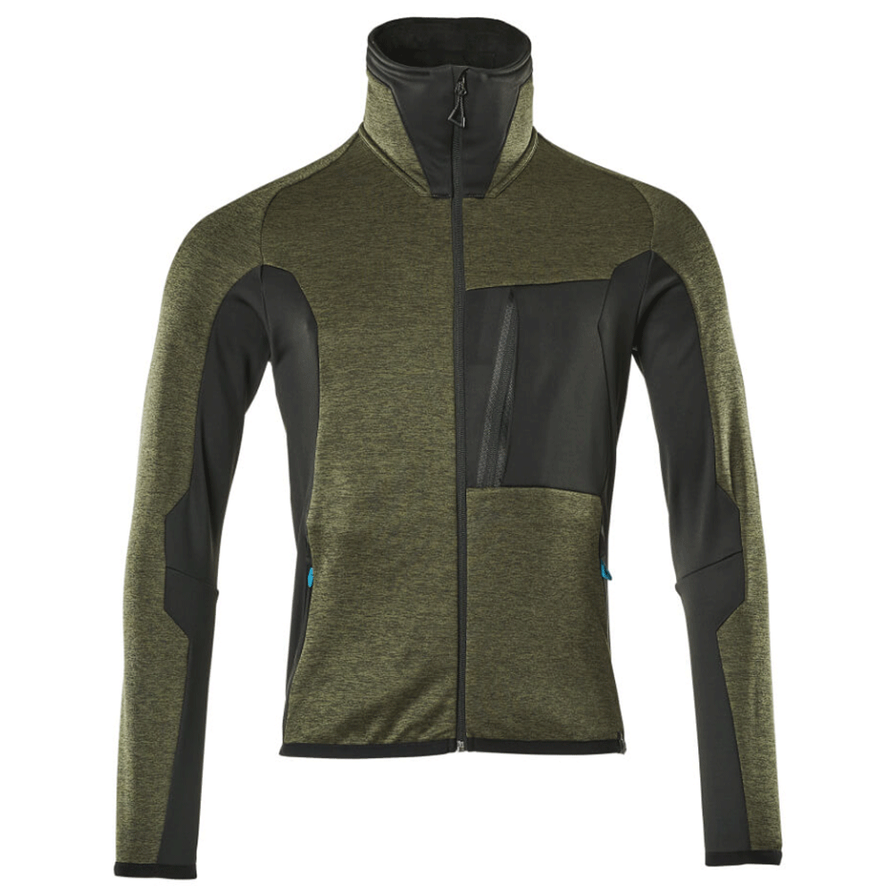 Mascot Advanced 17103 Full Zip Fleece Work Jumper Sweatshirt Various Colours Moss green Black