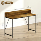 120cm Computer Desk with LED Lights and Power Outlets, Gaming Desk with Monitor Stand, Rustic Brown