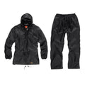 Mens Scruffs Waterproof Rainsuit Jacket Trousers Black Yellow Workwear Hi-Vis New Black