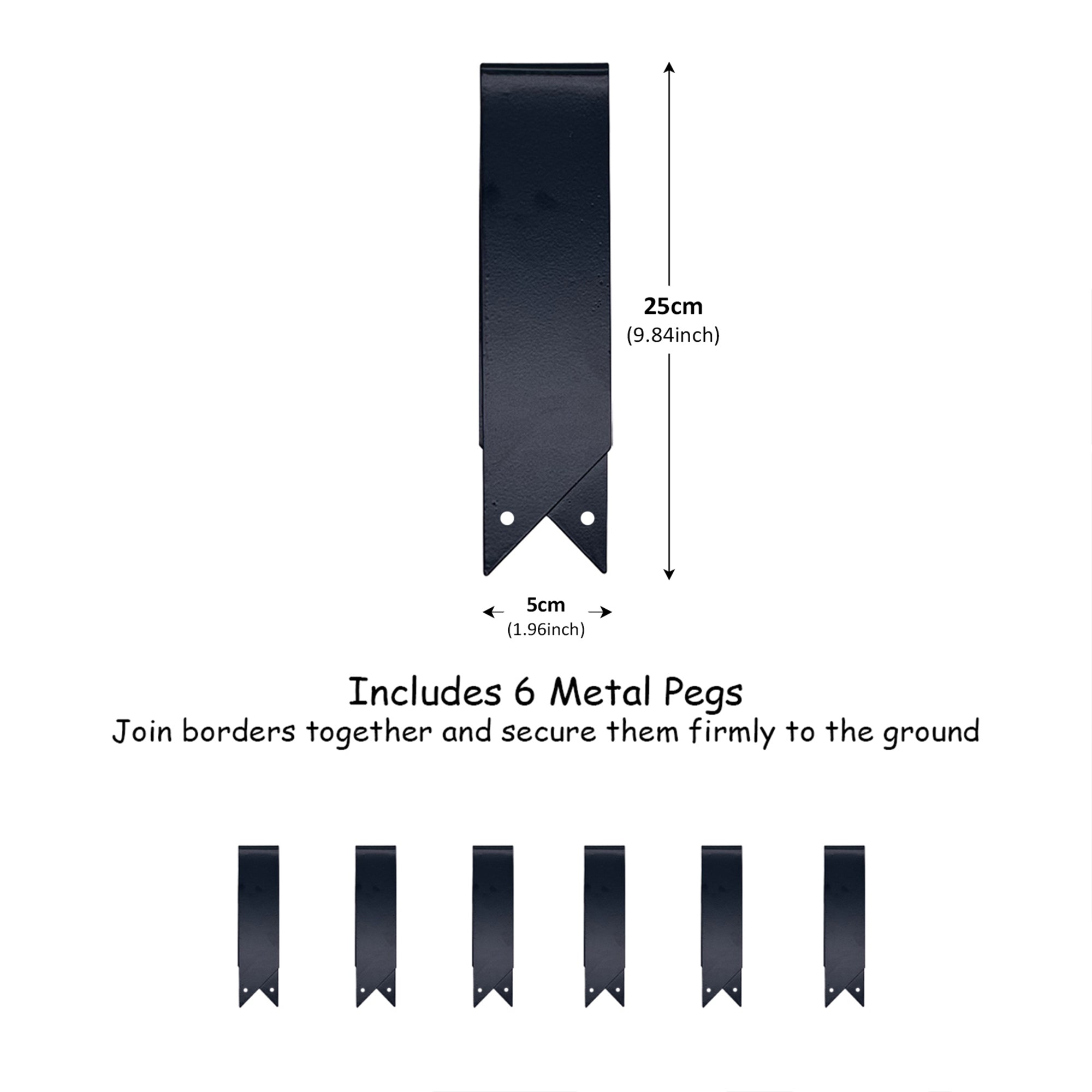 Metal Garden Border Edging – Saw-Tooth Spikes, Pack of 5