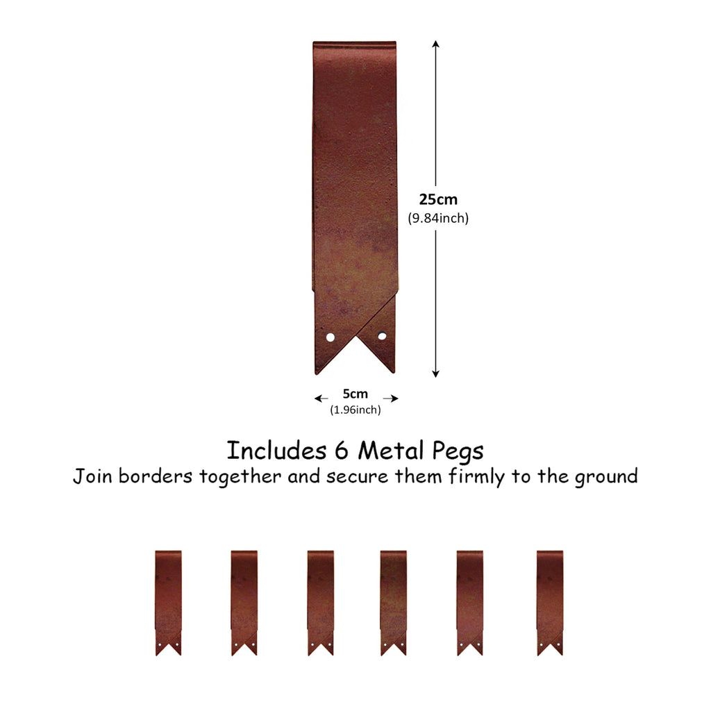 Metal Garden Border Edging – Saw-Tooth Spikes, Pack of 5