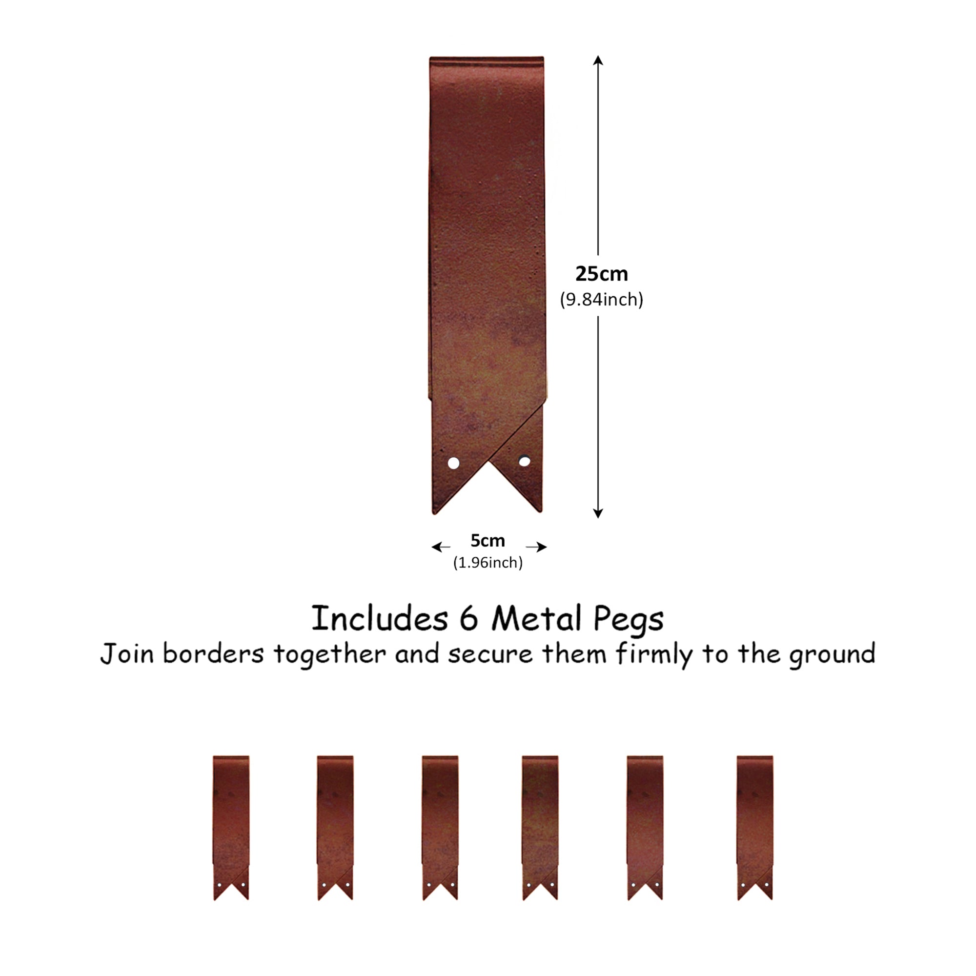 Metal Garden Border Edging – Saw-Tooth Spikes, Pack of 5