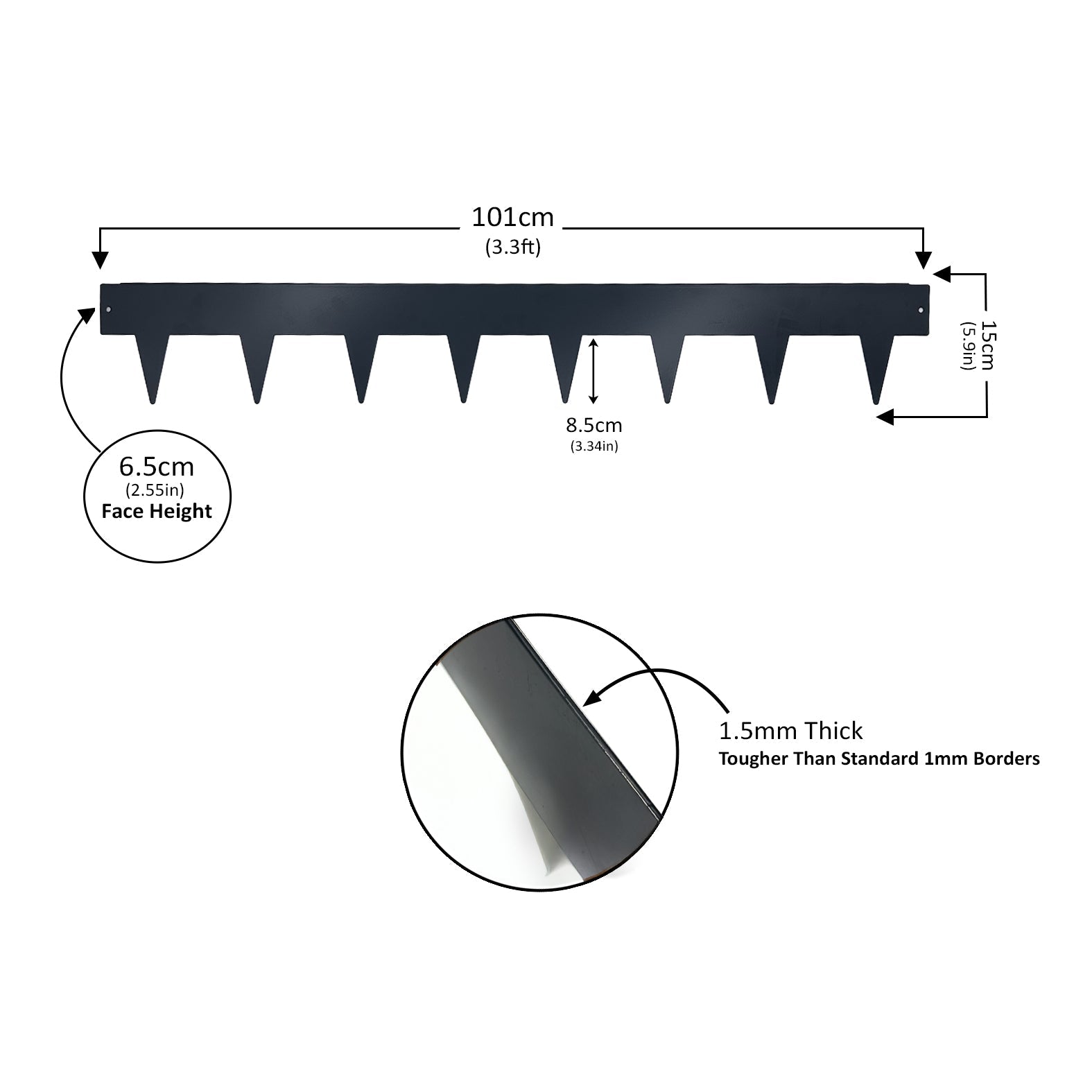 Metal Lawn Edging Garden Border with Pegs - 5 Pieces