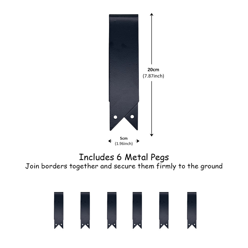Metal Lawn Edging Garden Border with Pegs - 5 Pieces