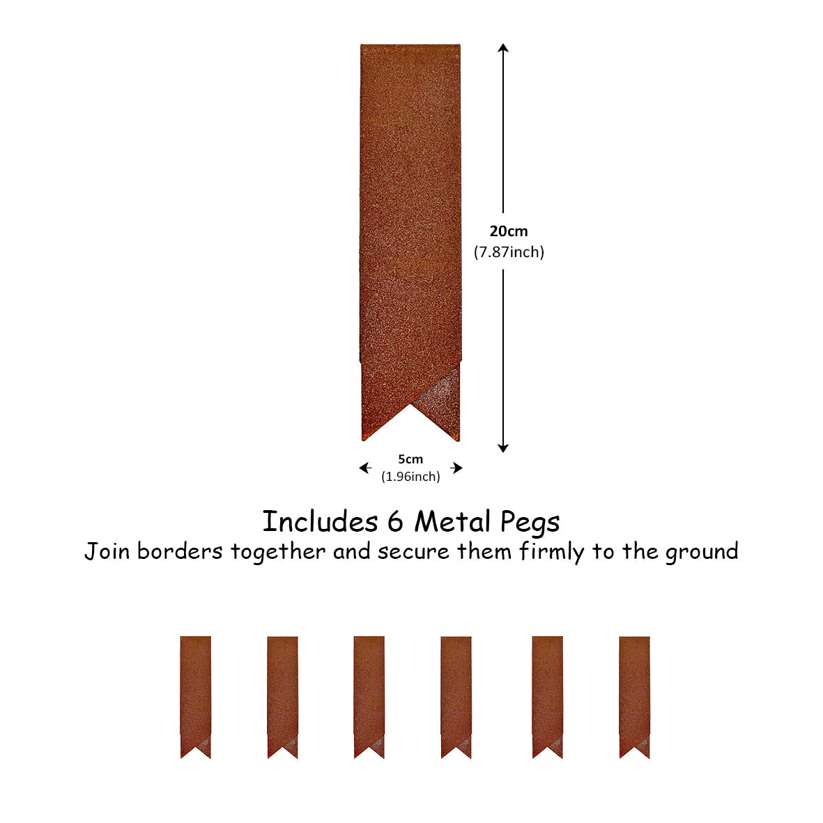 Metal Lawn Edging Garden Border with Pegs - 5 Pieces
