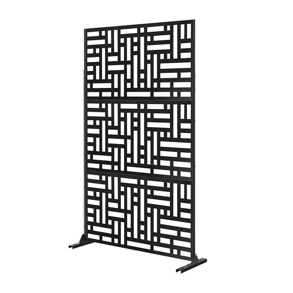 Metal Indoor/Outdoor Privacy Screen 90cm x 180cm - Maze Black