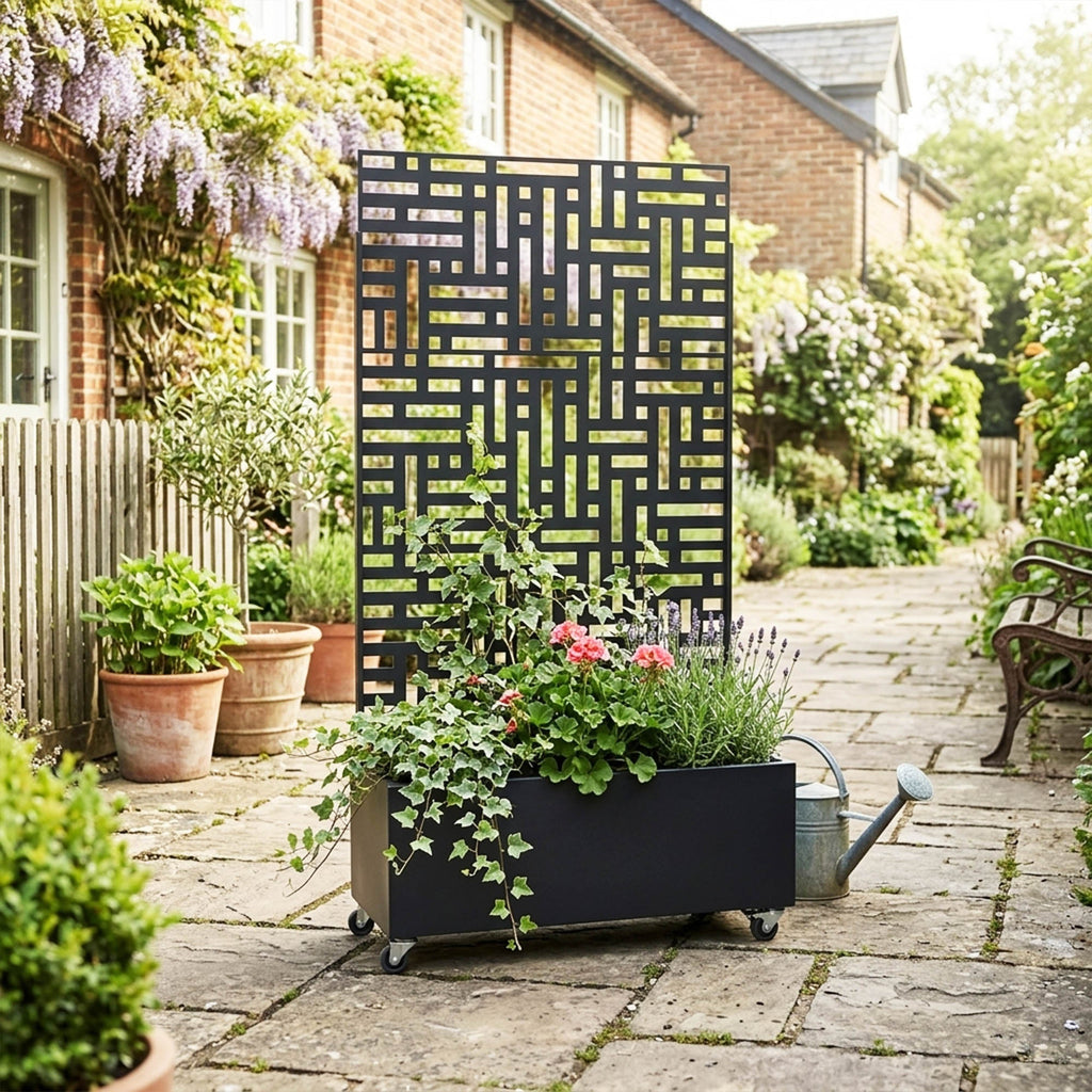 Metal Indoor/Outdoor Privacy Screen with Plant Pot - 90cm x 180cm