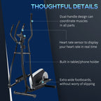 Elliptical Cross Trainer w/ Adjustable Resistance, LCD Monitor, Wheels