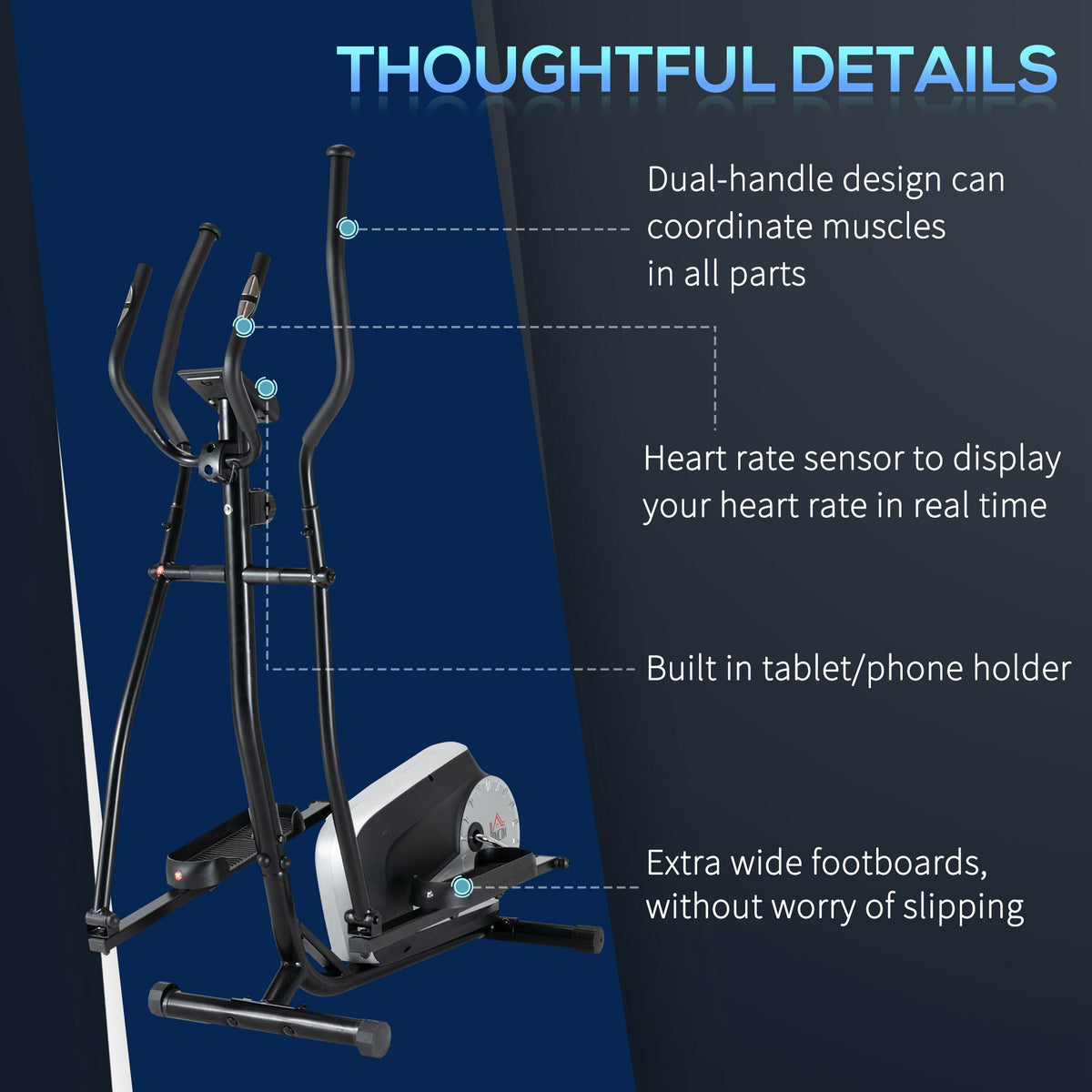 Elliptical Cross Trainer w/ Adjustable Resistance, LCD Monitor, Wheels
