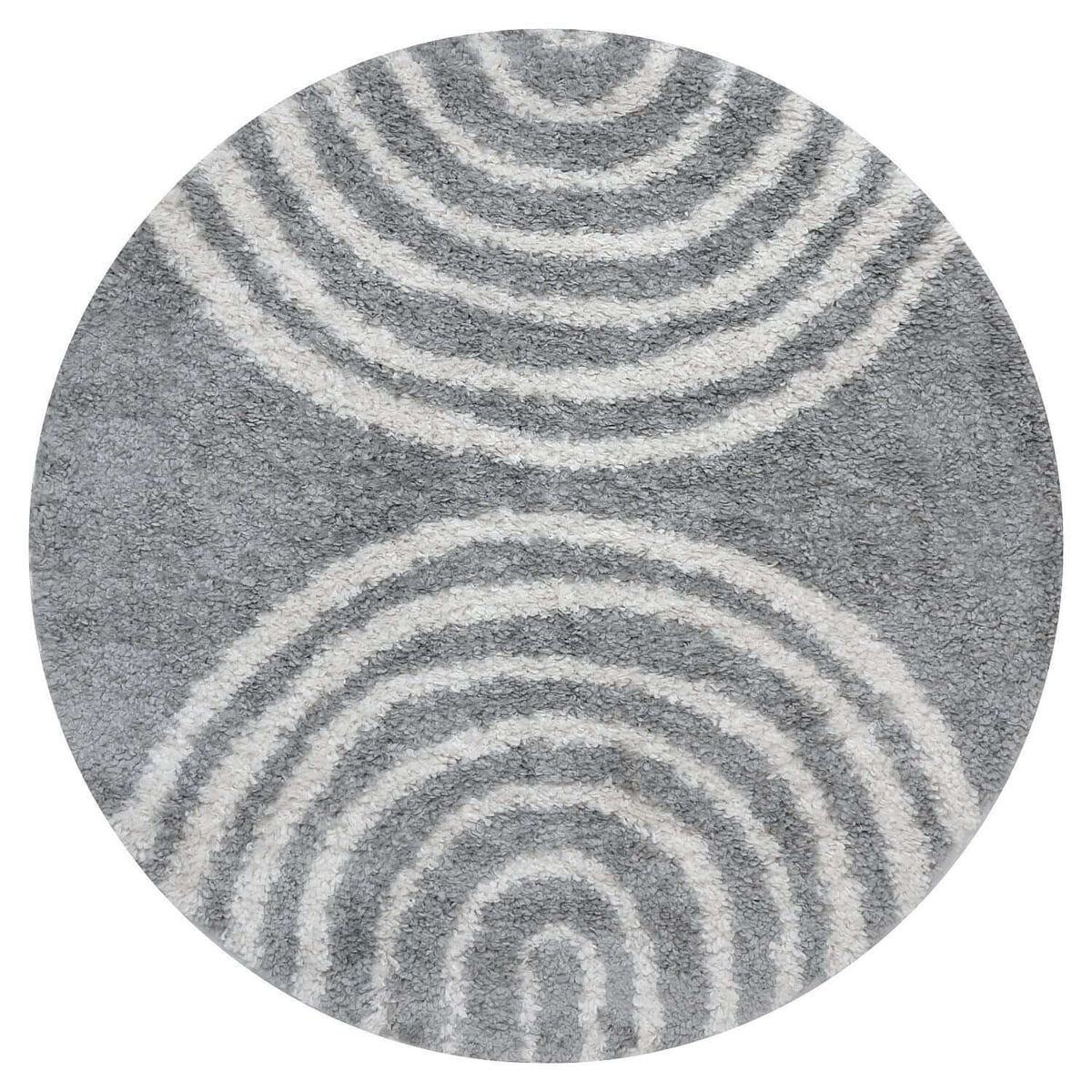 Moodi Shaggy Grey Echo Rug Ø 120 cm
