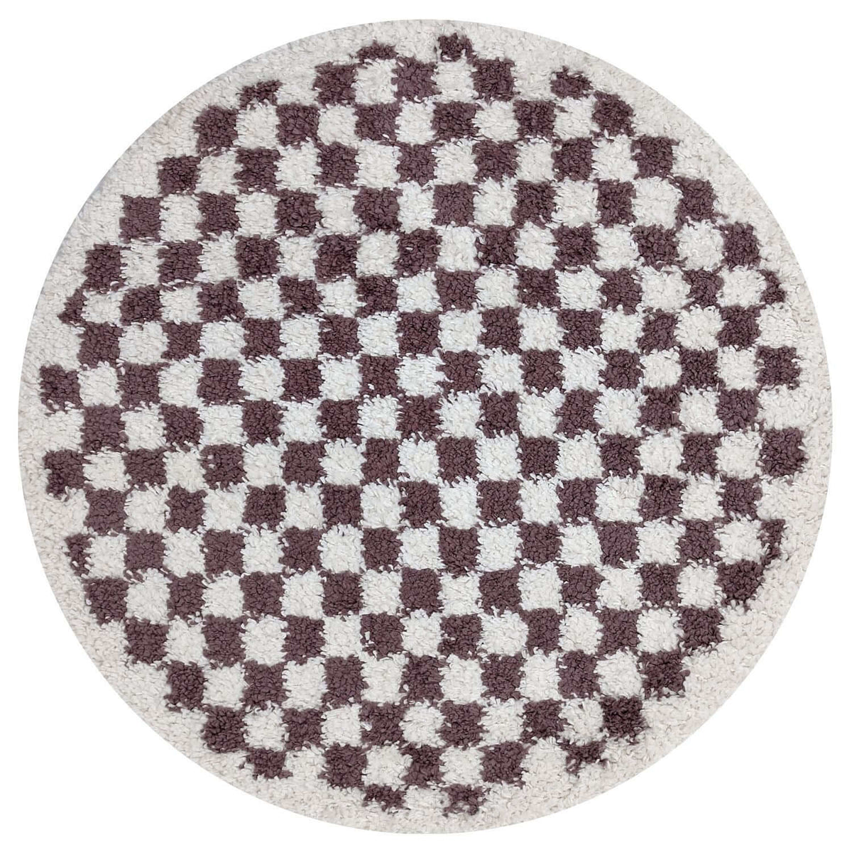 Moodi Shaggy Purple Mosscheck Rug Ø 120 cm