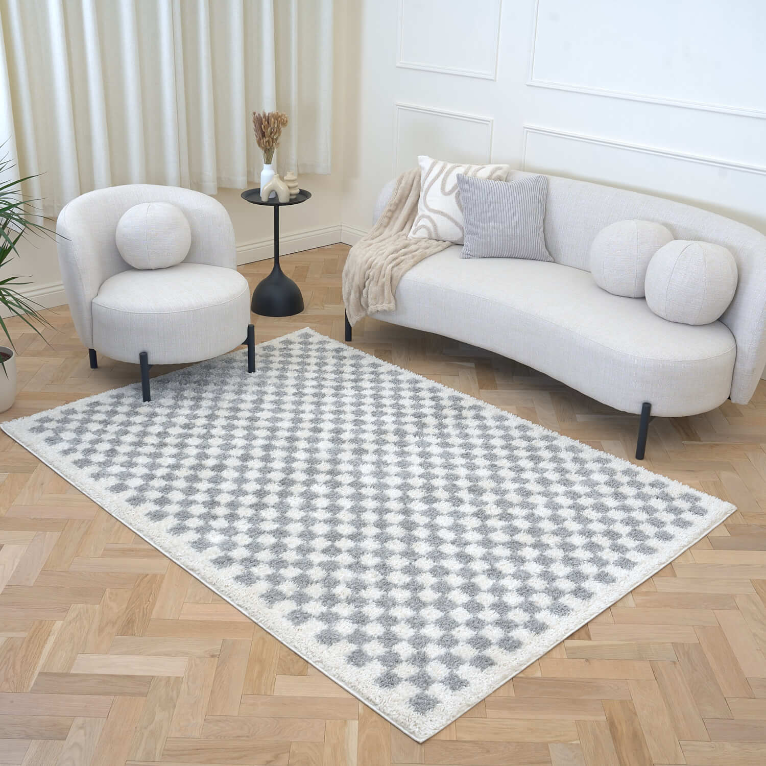 Moodi Shaggy Grey Mulberry Rug