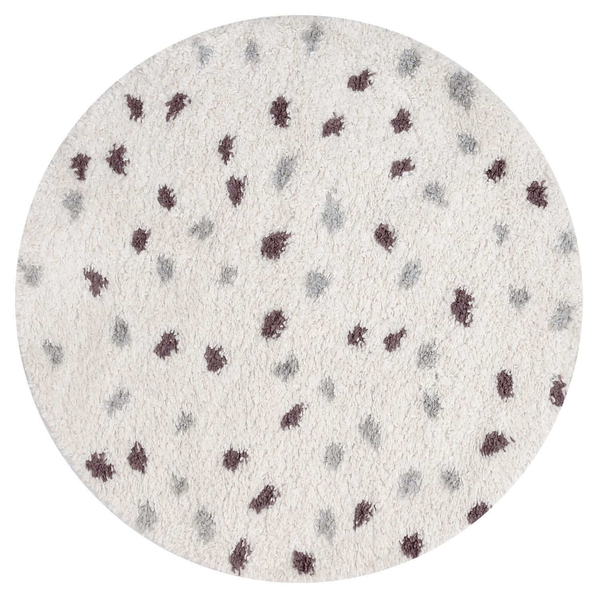 Moodi Shaggy Grey/Purple Plumetis Rug Ø 120 cm