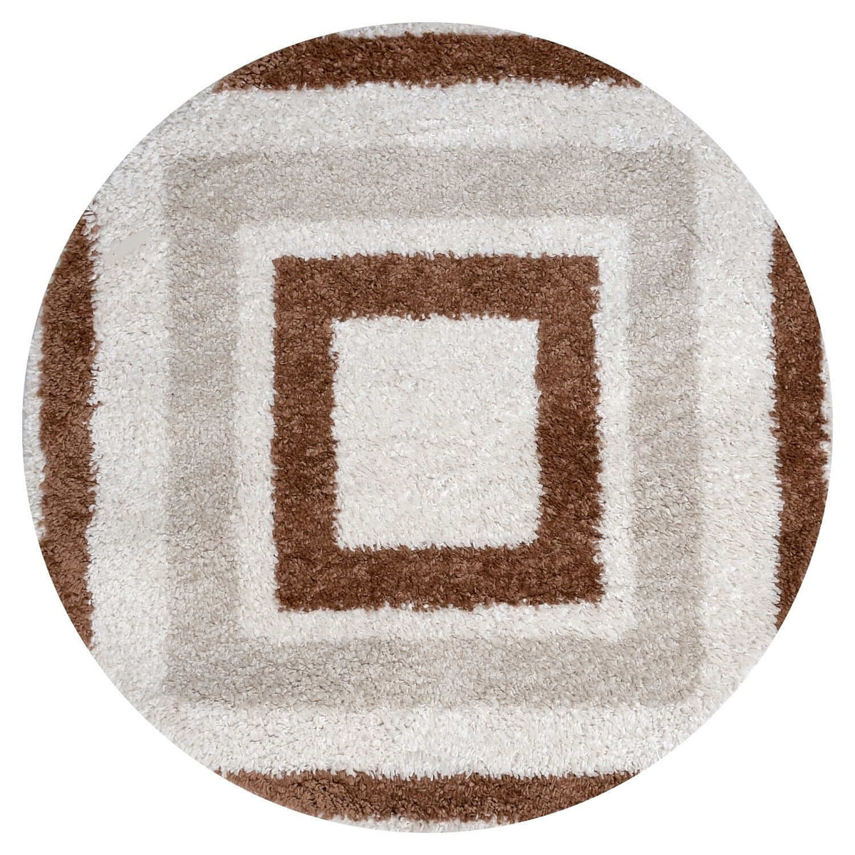 Moodi Shaggy Cream/Terra Slatefern Rug Ø 120 cm