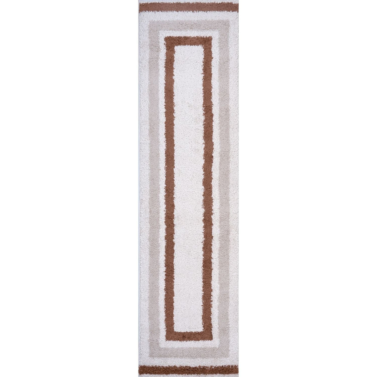 Moodi Shaggy Cream/Terra Slatefern Rug 80X300 cm